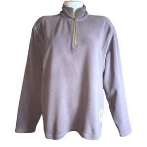 Life is Good Purple & Green Peace Sign Quarter Zip Fleece Pullover Women Size L